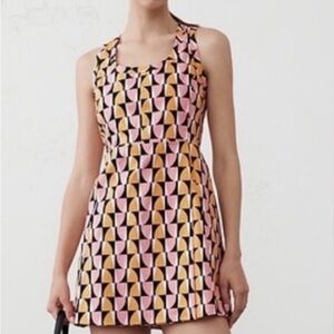 Banana Republic Factory Geometric Pink and Yellow Mini Dress